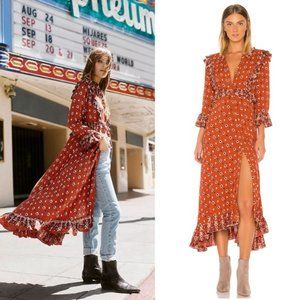 Free People Calico Skies Midi Dress Terracota Rust